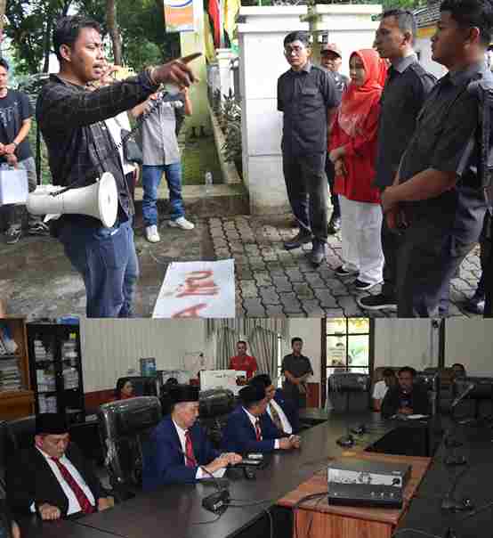 Usai Rapat Paripurna Mendengarkan Pidato Presiden, Ketua DPRD Langkat Temui Pengunjuk Rasa Tunggal Adi Nugraha