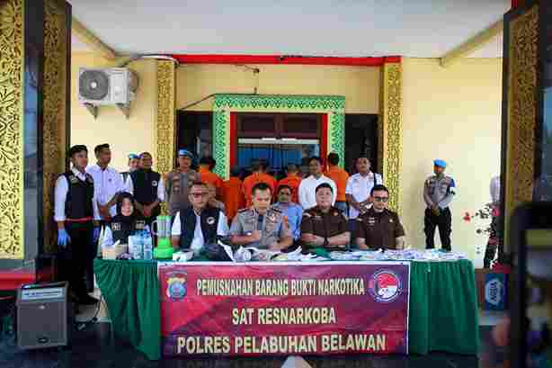 Polres Pelabuhan Belawan Musnahkan Barang Bukti Narkoba