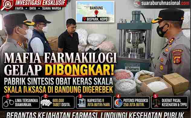 Mafia Farmakologi Gelap Dibongkar: Pabrik Sintesis Obat Keras Skala Raksasa di Bandung Digerebek
