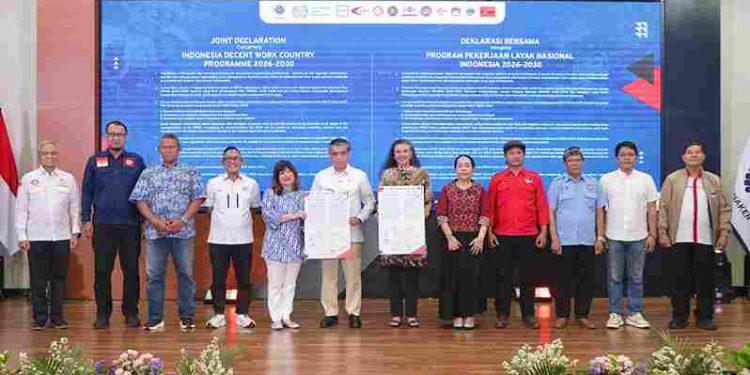 Kemnaker, Pengusaha, Serikat Pekerja, dan ILO Teken Deklarasi Pekerjaan Layak 2026–2030