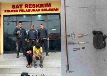Tim Macan Belawan Bubarkan Tawuran di Mabar, Dua Pemuda Diamankan Bawa Sajam dan Knuckle