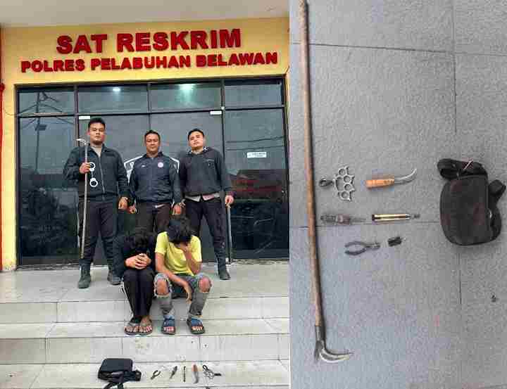 Tim Macan Belawan Bubarkan Tawuran di Mabar, Dua Pemuda Diamankan Bawa Sajam dan Knuckle