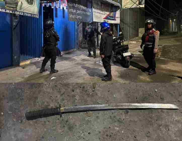 Tim Macan Polres Pelabuhan Belawan Amankan Sajam Saat Patroli