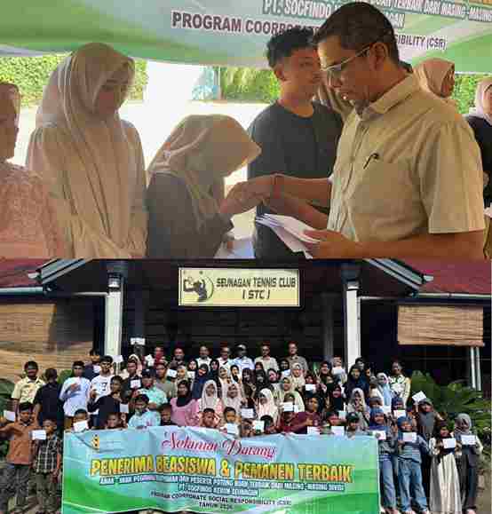 PT Socfindo Kebun Seunagan Salurkan Beasiswa kepada 100 Pelajar dan Mahasiswa, Apresiasi 12 Pemanen Terbaik
