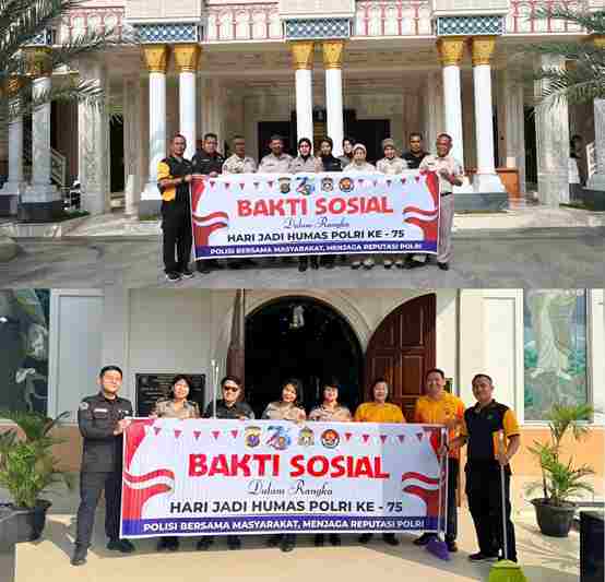 Sambut Hari Jadi Humas Polri ke-75, Bid Humas Polda Sumut Gelar Bakti Sosial Bersihkan Rumah Ibadah